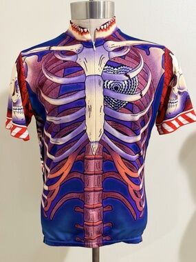 Primal Cycling Jersey Bone Collector Adult L Full Zip Skeleton Graphic USA